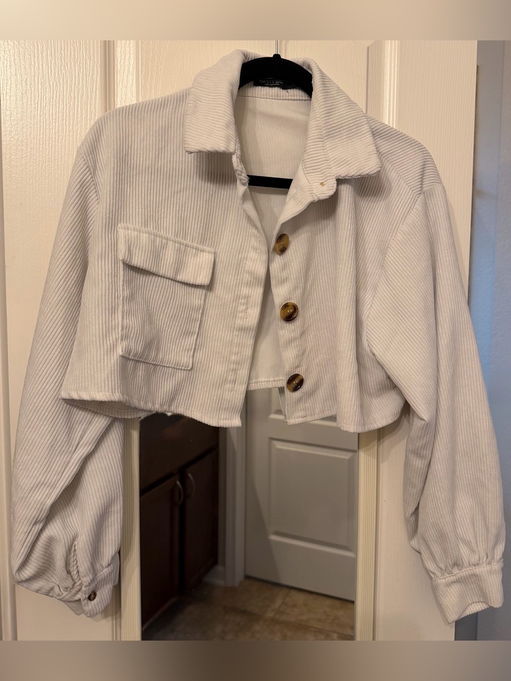 Nasty Gal Cropped Corduroy Button Jacket